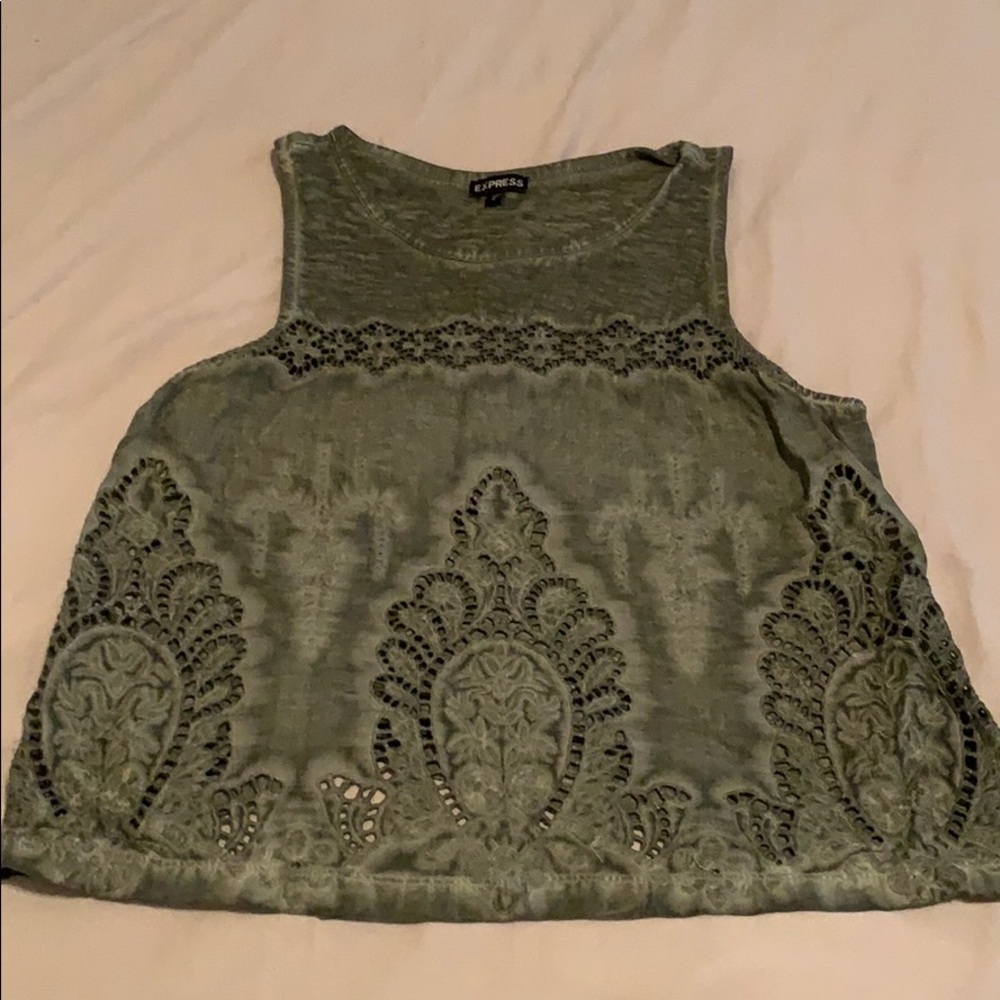 Green lace tank top